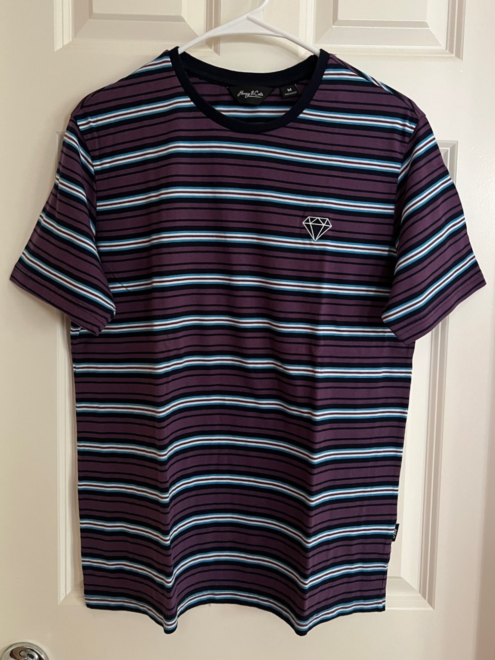 Diamond Supply Co. Purple Striped Short-Sleeve Crew Tee